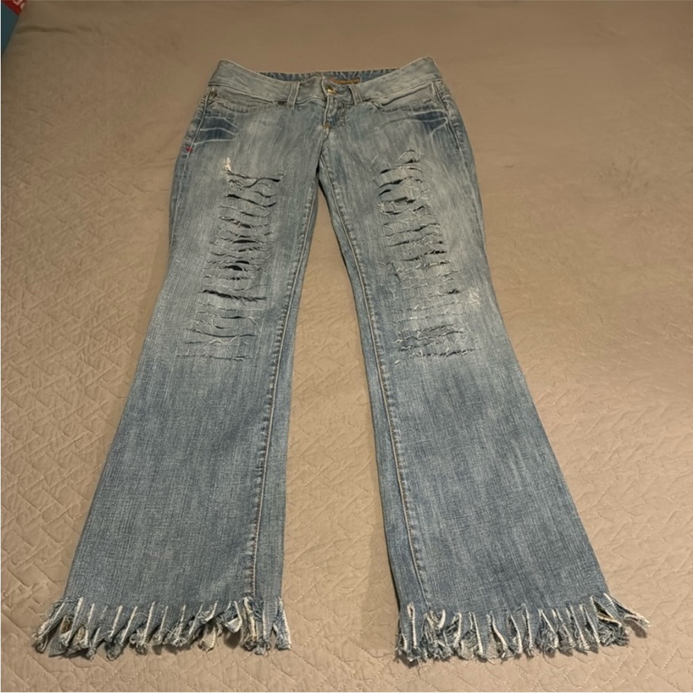 Guess Custom Distressed Ripped Daredevil Bootcut Jeans